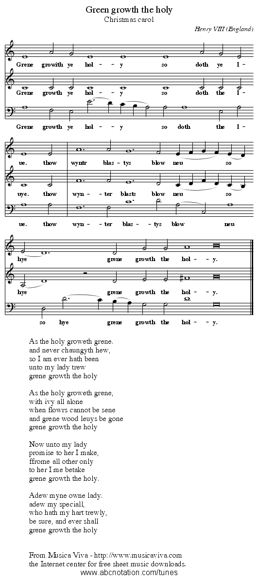 Green growth the holy - staff notation
