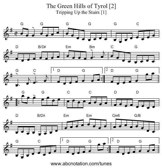 Green Hills of Tyrol [2], The - staff notation