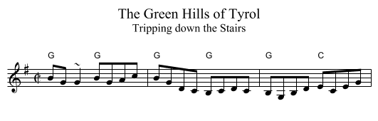 Green Hills of Tyrol, The - staff notation