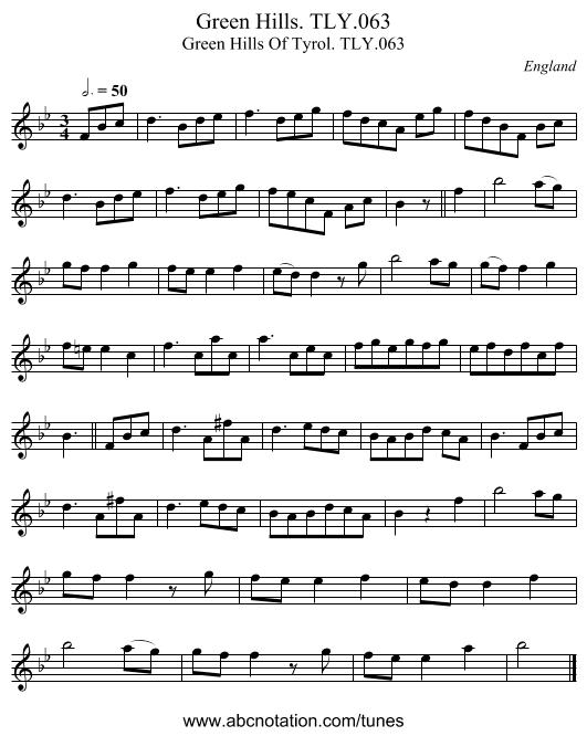 Green Hills. TLY.063 - staff notation