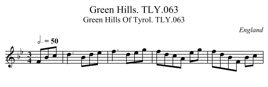 Green Hills. TLY.063 - staff notation