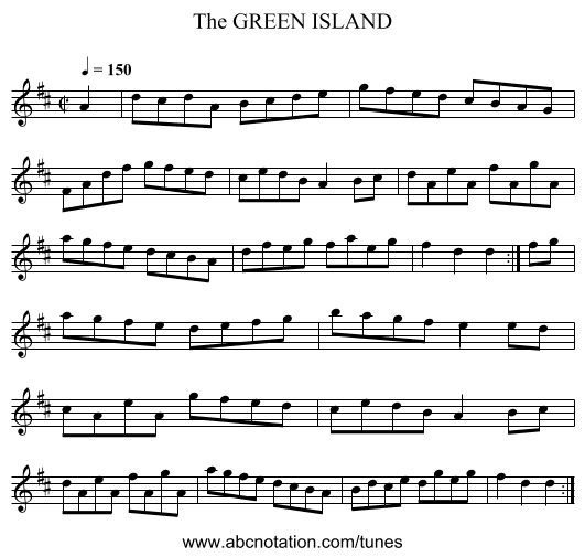 GREEN ISLAND, The - staff notation