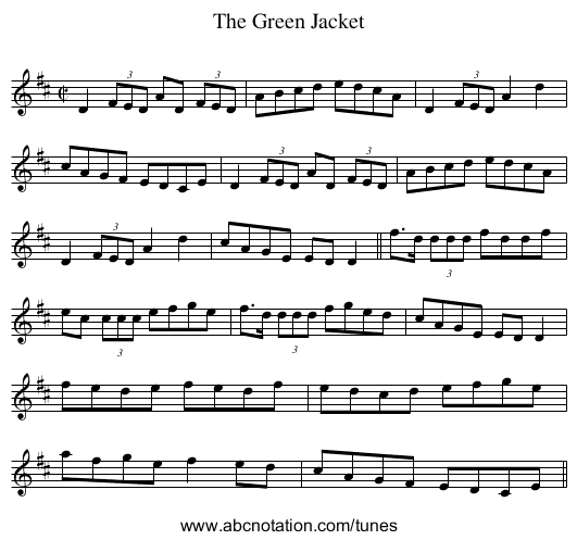 Green Jacket, The - staff notation