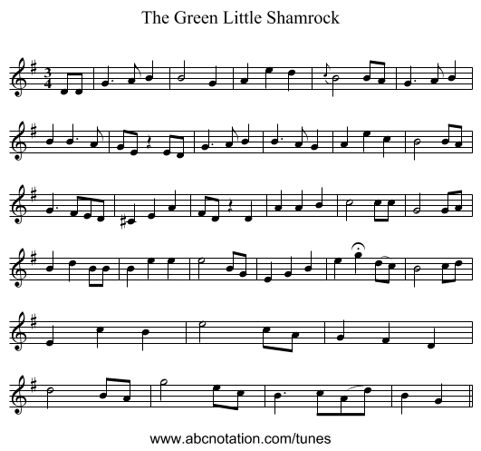 Green Little Shamrock, The - staff notation