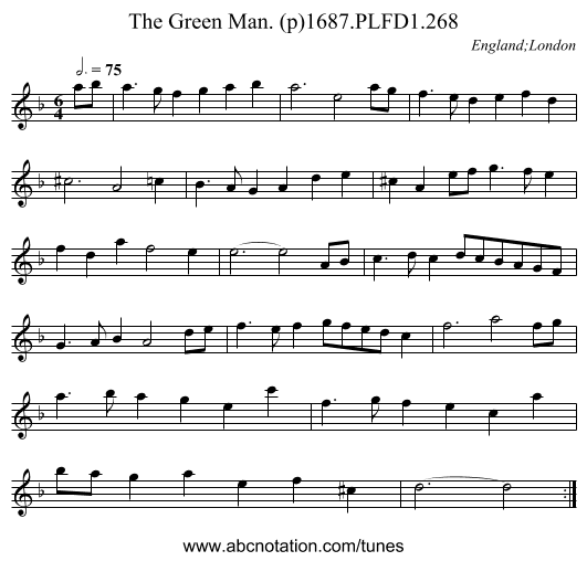 Green Man. (p)1687.PLFD1.268, The - staff notation