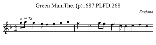 Green Man,The. (p)1687.PLFD.268 - staff notation