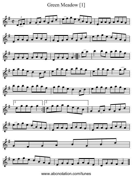 Green Meadow [1] - staff notation