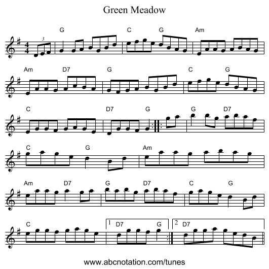 Green Meadow - staff notation