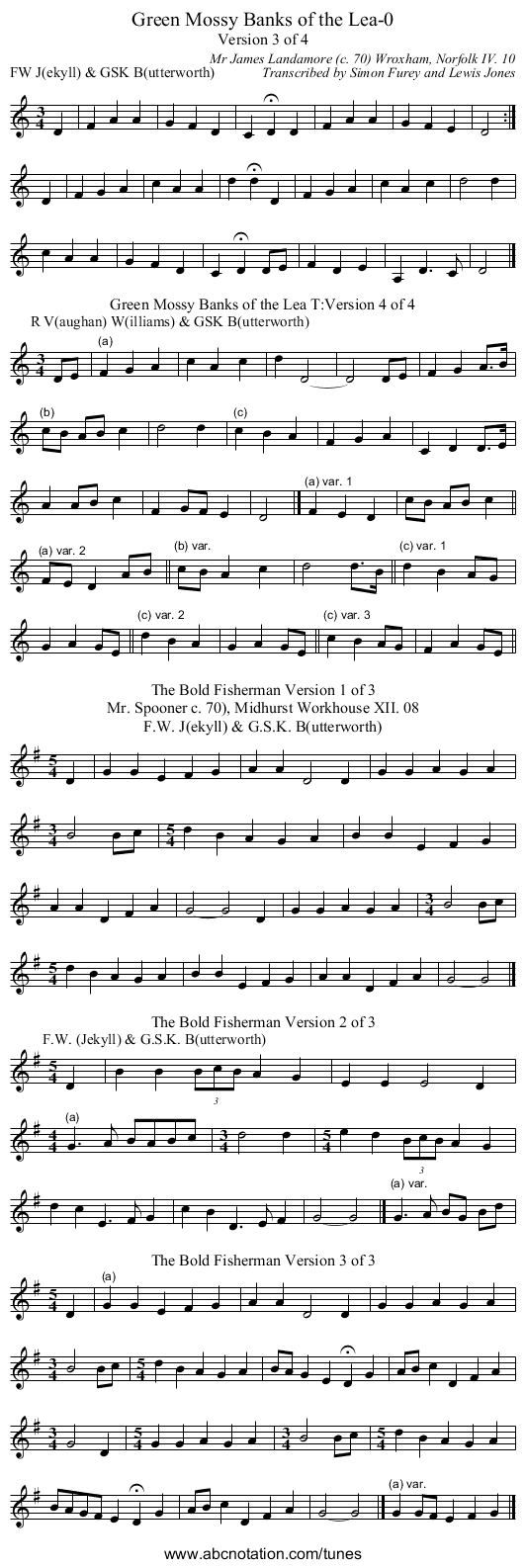 Green Mossy Banks of the Lea-0 - staff notation