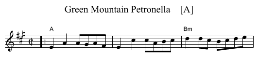 Green Mountain Petronella    [A] - staff notation