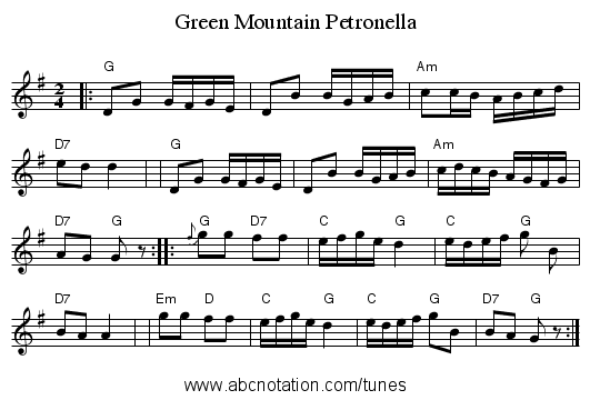 Green Mountain Petronella - staff notation