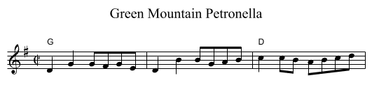 Green Mountain Petronella - staff notation