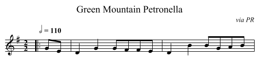 Green Mountain Petronella - staff notation
