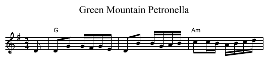Green Mountain Petronella - staff notation