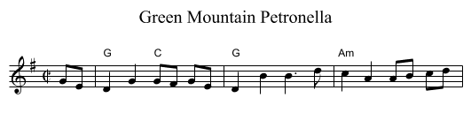 Green Mountain Petronella - staff notation