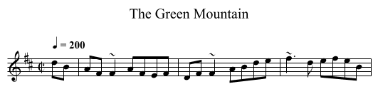 Green Mountain, The - staff notation