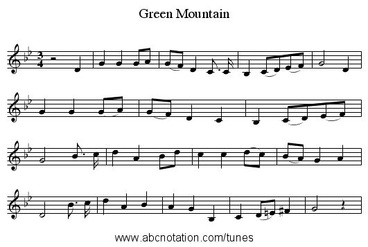 Green Mountain - staff notation