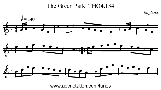 Green Park. THO4.134, The - staff notation