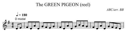 GREEN PIGEON (reel), The - staff notation