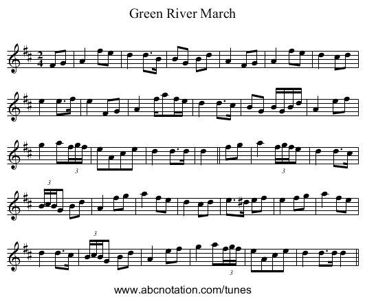 Green River March - staff notation