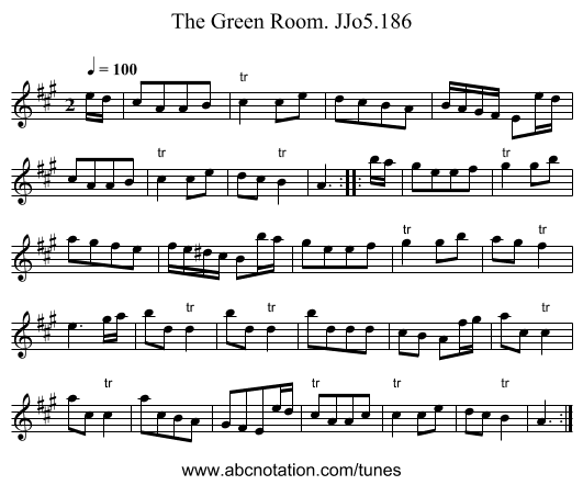 Green Room. JJo5.186, The - staff notation