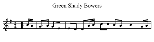 Green Shady Bowers - staff notation