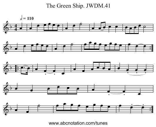 Green Ship. JWDM.41, The - staff notation