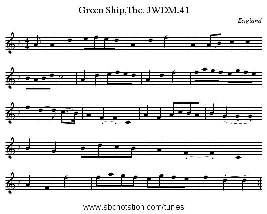 Green Ship,The. JWDM.41 - staff notation