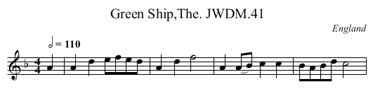 Green Ship,The. JWDM.41 - staff notation