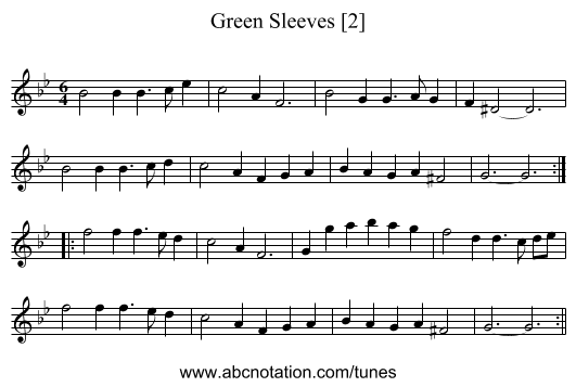 Green Sleeves [2] - staff notation