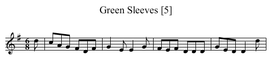 Green Sleeves [5] - staff notation