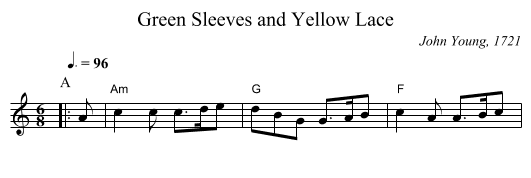 Green Sleeves and Yellow Lace - staff notation