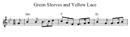 Green Sleeves and Yellow Lace - staff notation