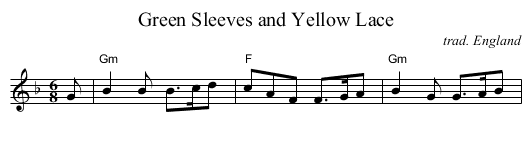 Green Sleeves and Yellow Lace - staff notation