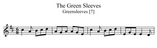 Green Sleeves, The - staff notation
