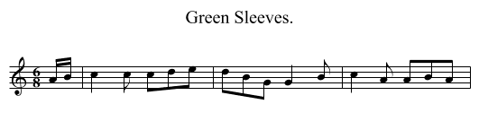 Green Sleeves. - staff notation