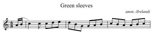 Green sleeves - staff notation