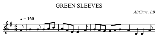 GREEN SLEEVES - staff notation
