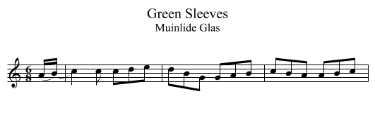 Green Sleeves - staff notation