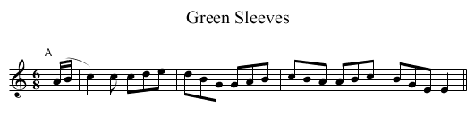 Green Sleeves - staff notation