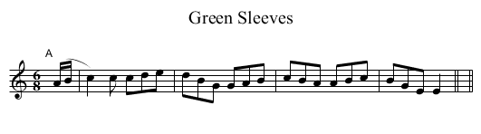 Green Sleeves - staff notation