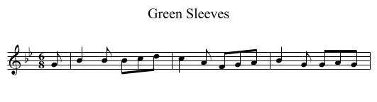 Green Sleeves - staff notation