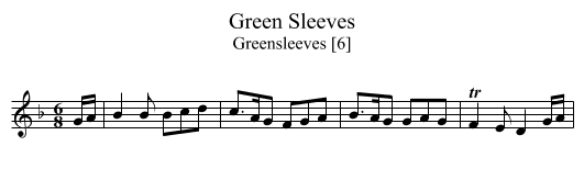 Green Sleeves - staff notation
