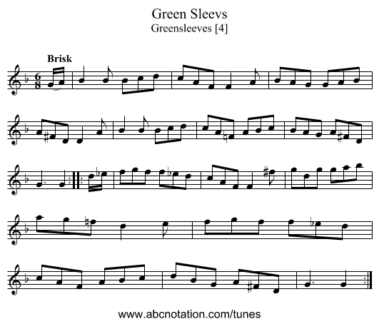 Green Sleevs - staff notation