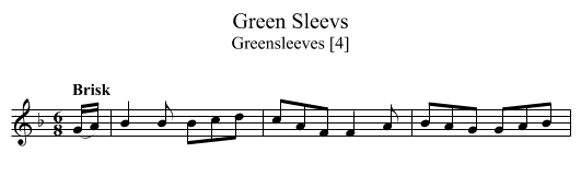 Green Sleevs - staff notation