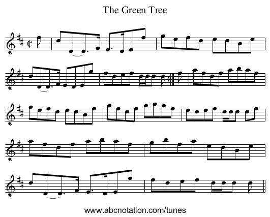 Green Tree, The - staff notation