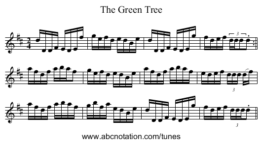 Green Tree, The - staff notation