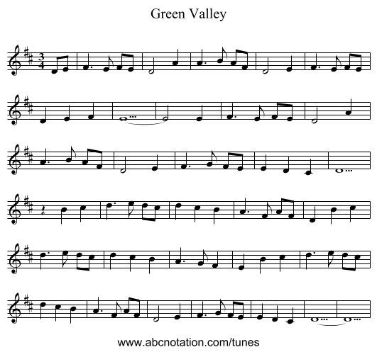 Green Valley - staff notation