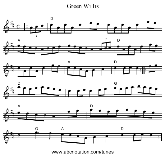 Green Willis - staff notation
