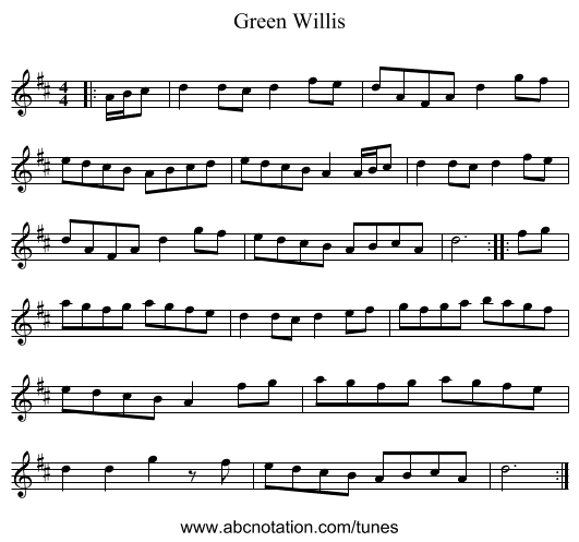 Green Willis - staff notation